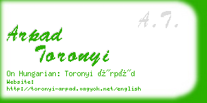 arpad toronyi business card